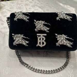 Burberry Velvet Embellished Lola Shoulder Bag